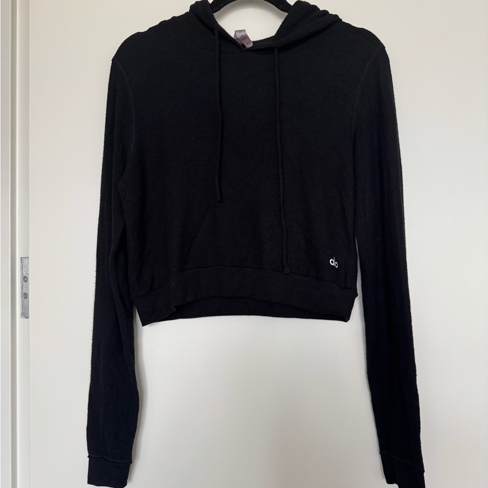 ALO Yoga Black Cropped Hoodie